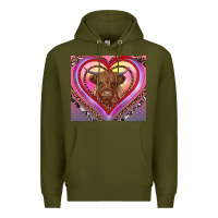 Army Green highland cow valentine's day Premium Hoodie - RanaPortraitStore