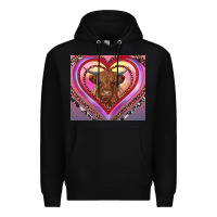 Black highland cow valentine's day Premium Hoodie - RanaPortraitStore