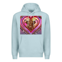 Blue Mist highland cow valentine's day Premium Hoodie - RanaPortraitStore