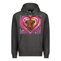 Charcoal Heather highland cow valentine's day Premium Hoodie - RanaPortraitStore