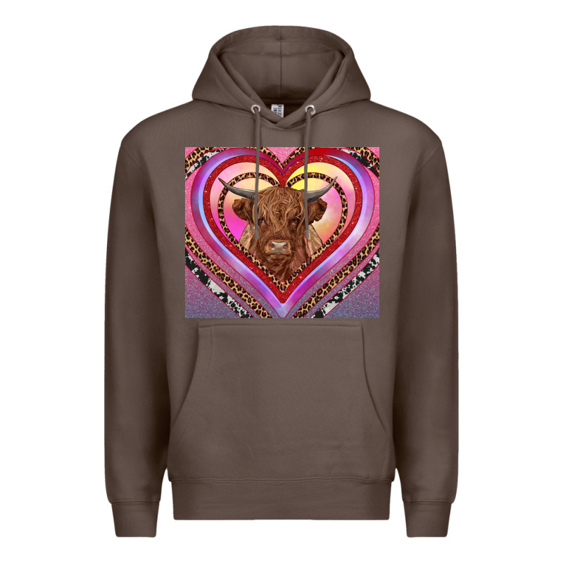 Highland Cow Valentine's Day Premium Hoodie by RanaPortraitStore | Teevron