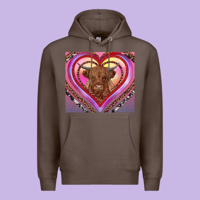 Highland Cow Valentine's Day Premium Hoodie Designed By Ranaportraitstore
