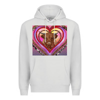 Dove Grey highland cow valentine's day Premium Hoodie - RanaPortraitStore