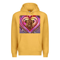 Mustard highland cow valentine's day Premium Hoodie - RanaPortraitStore