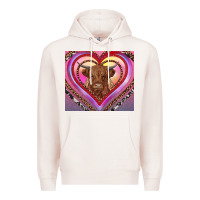 Pale Pink highland cow valentine's day Premium Hoodie - RanaPortraitStore