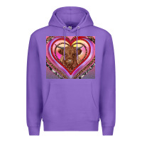Purple highland cow valentine's day Premium Hoodie - RanaPortraitStore