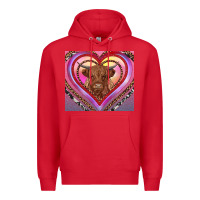 Red highland cow valentine's day Premium Hoodie - RanaPortraitStore