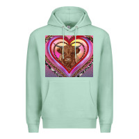 Seafoam highland cow valentine's day Premium Hoodie - RanaPortraitStore