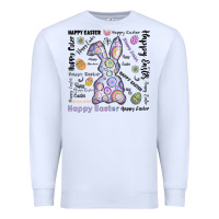 White Happy Easter Premium Sweatshirt - CowhideDigitalArt