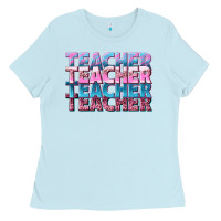 Baby Blue teacher stacked Ladies Tee - NancyCooperArtShop