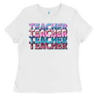 White teacher stacked Ladies Tee - NancyCooperArtShop