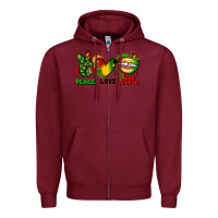Burgundy peace love juneteenth Zipper Hoodie - FaDigitalArtStudio