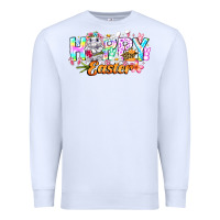 White Happy Easter Premium Sweatshirt - CowhideDigitalArt