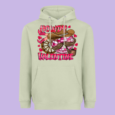 Howdy Valentine Heavyweight Hoodie Designed By Cowhidedigitalart