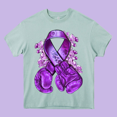 Domestic Violence Warrior Purple Ribbon Heavy Core Tee Designed By Nancycooperartshop