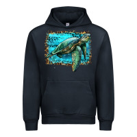 Navy sea turtle with background Urban Hoodie - Artiststas