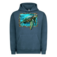 Pigment Midnight Navy sea turtle with background Urban Hoodie - Artiststas