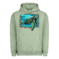 Pigment Oil Green sea turtle with background Urban Hoodie - Artiststas
