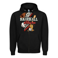 Black baseball mama Zipper Hoodie - FaDigitalArtStudio