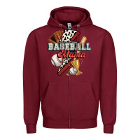 Burgundy baseball mama Zipper Hoodie - FaDigitalArtStudio