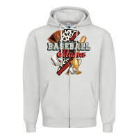 Dove Grey baseball mama Zipper Hoodie - FaDigitalArtStudio