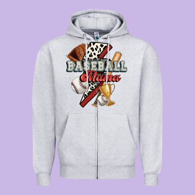 Baseball Mama Zipper Hoodie Designed By Fadigitalartstudio