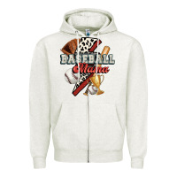 Oatmeal Heather baseball mama Zipper Hoodie - FaDigitalArtStudio