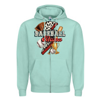 Seafoam baseball mama Zipper Hoodie - FaDigitalArtStudio