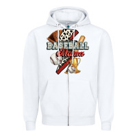 White baseball mama Zipper Hoodie - FaDigitalArtStudio