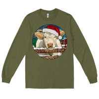 Army Green Charolais Cow Christmas Long Sleeve Tee - RanaPortraitStore