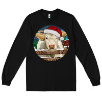 Black Charolais Cow Christmas Long Sleeve Tee - RanaPortraitStore