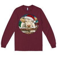 Burgundy Charolais Cow Christmas Long Sleeve Tee - RanaPortraitStore