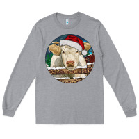 Heather Grey Charolais Cow Christmas Long Sleeve Tee - RanaPortraitStore