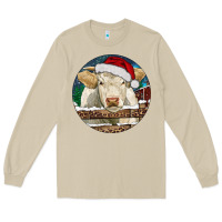 Mushroom Charolais Cow Christmas Long Sleeve Tee - RanaPortraitStore