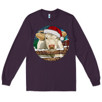 Plum Charolais Cow Christmas Long Sleeve Tee - RanaPortraitStore
