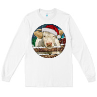 White Charolais Cow Christmas Long Sleeve Tee - RanaPortraitStore