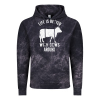 Cloud Black Life Is Better With Cows Around Vintage Hoodie - Bettercallsaul