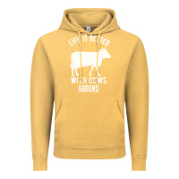 Vintage Mustard Life Is Better With Cows Around Vintage Hoodie - Bettercallsaul