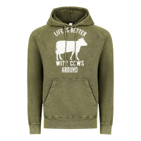 Vintage Olive Life Is Better With Cows Around Vintage Hoodie - Bettercallsaul