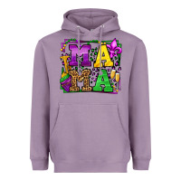 Lavender Mardi Gras leopard frame mama Mother's Day Heavyweight Hoodie - LillyAllenDesigns