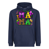 Navy Mardi Gras leopard frame mama Mother's Day Heavyweight Hoodie - LillyAllenDesigns