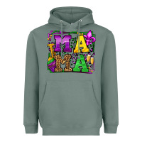 Sage Mardi Gras leopard frame mama Mother's Day Heavyweight Hoodie - LillyAllenDesigns