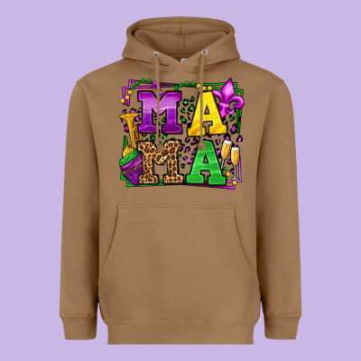 Mardi Gras Leopard Frame Mama Mother's Day Heavyweight Hoodie Designed By Lillyallendesigns