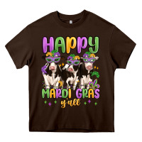 Chocolate Brown happy mardi gras y'all Heavy Core Tee - MaliasSmallBusiness