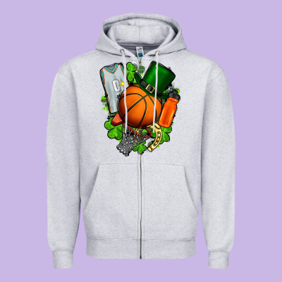 St. Patrick's Day Basketball Zipper Hoodie Designed By Fadigitalartstudio