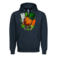 Navy St. Patrick's Day Basketball Zipper Hoodie - FaDigitalArtStudio