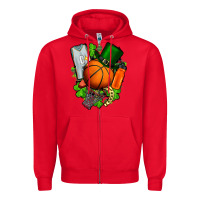 Red St. Patrick's Day Basketball Zipper Hoodie - FaDigitalArtStudio