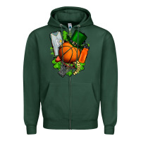 Sports Green St. Patrick's Day Basketball Zipper Hoodie - FaDigitalArtStudio