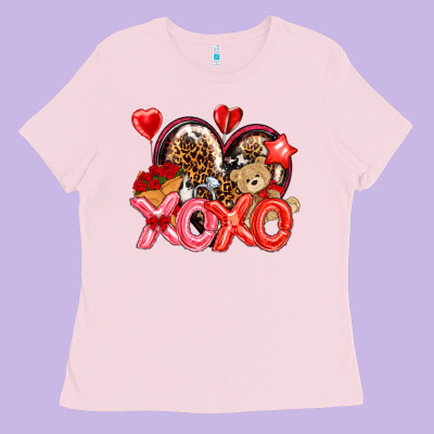 Xo Xo With Leopard And Cowhide Heart Ladies Tee Designed By Nancycooperartshop