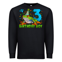 Black birthday boy frog age 3 Premium Sweatshirt - LillyAllenDesigns